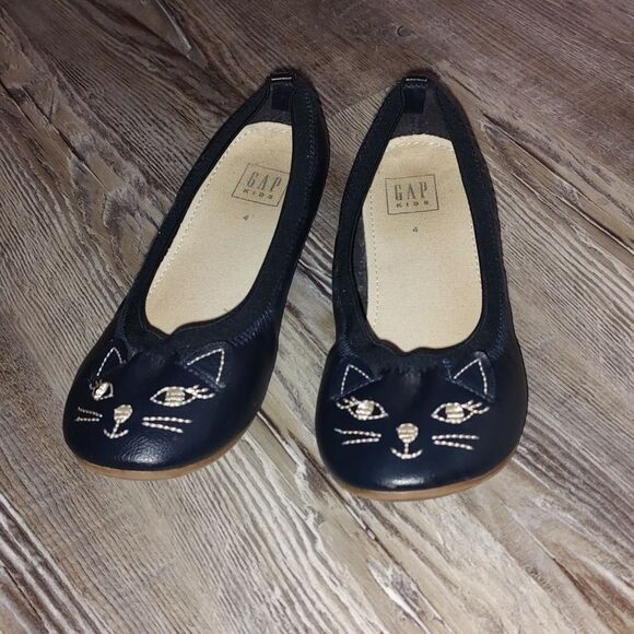 Gap Kids navy blue kitty cat  ballet flats  Sz 4 - Picture 1 of 6